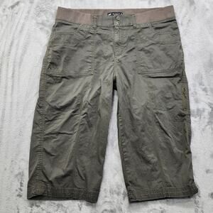 Lee Pants Womens 16 Green Double Button Comfort Waist Relaxed Fit Capri Cargo